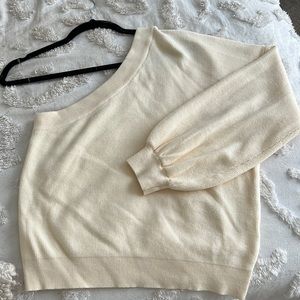 NWOT Pink Lily Cream One Shoulder Long Sleeve Sweater